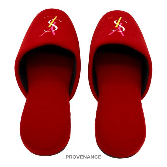 🔴 Yves Saint Laurent YSL Logo Slipper - Red Velour - Picture 4 of 6